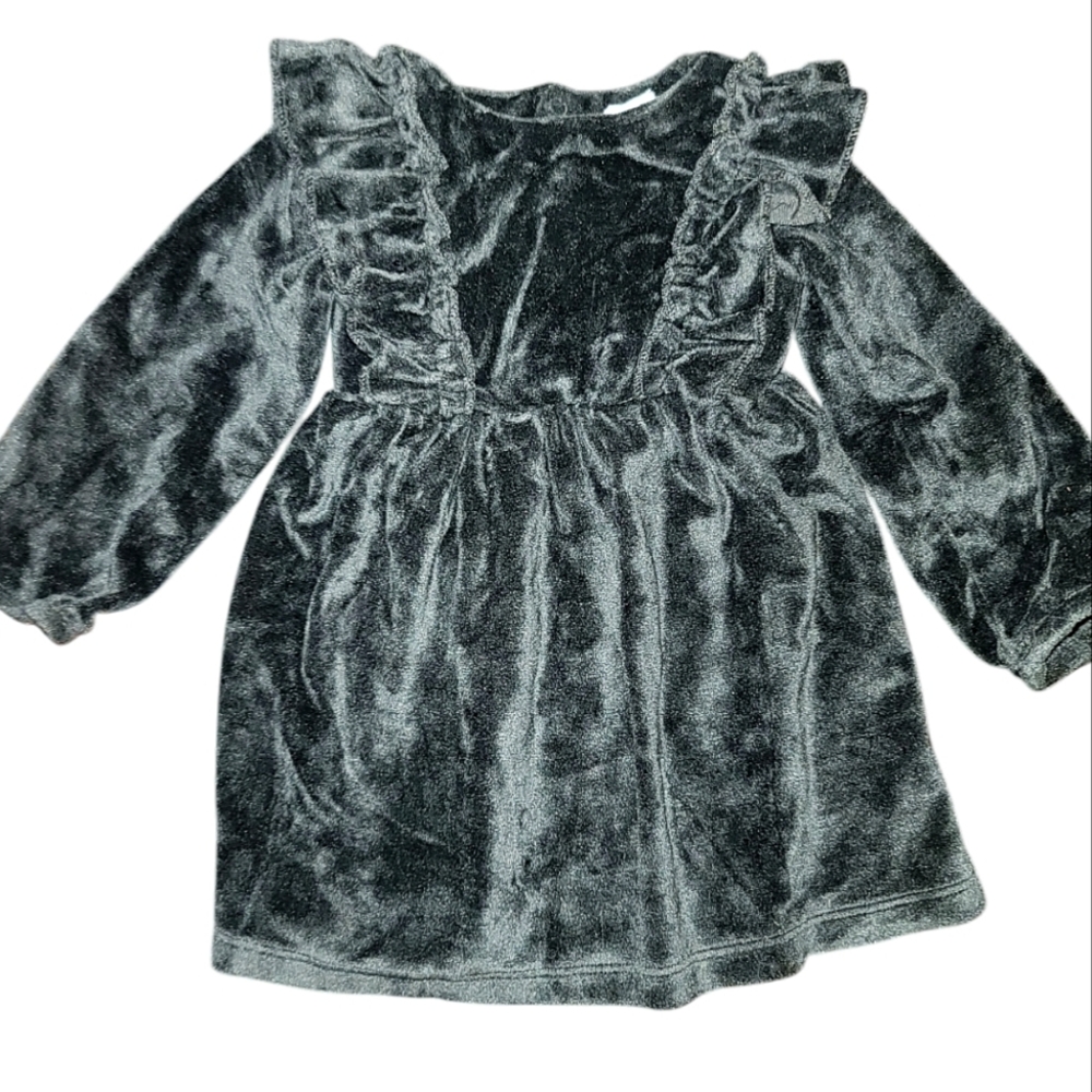 NWT Miki Miette Black Velour Long Sleeve Dress Size 9 Month